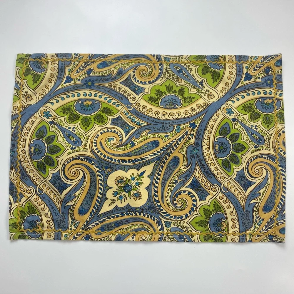 April Cornell Placemats 4 Paisley Floral Table‎ Linens Green Blue Dining Room